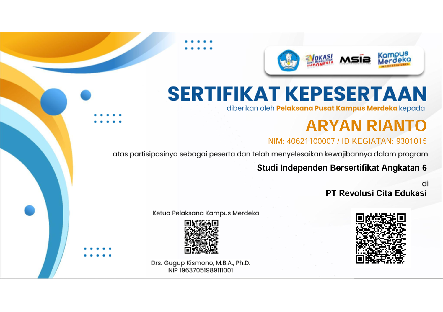 Certificate RevoU Escaped Selection